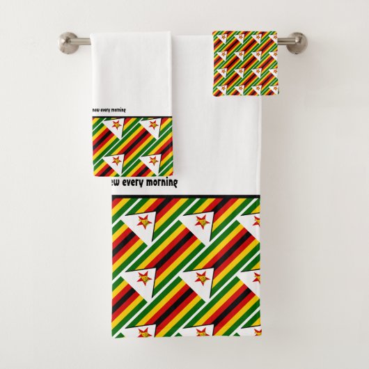 ZIMBABWAANSE VLAG Gepersonaliseerd Schrift WIT Bad Handdoek (Insitu)
