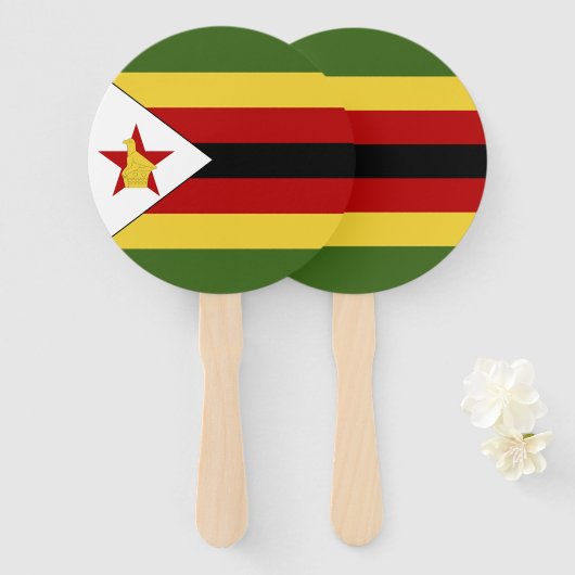 Zimbabwaanse vlag handwaaier (Voorkant en achterkant)