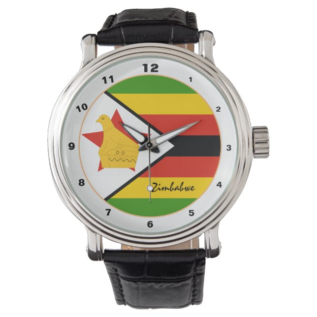 Zimbabwaanse vlag horloge, Zimbabwaanse mode / ont Horloge (Voorkant)
