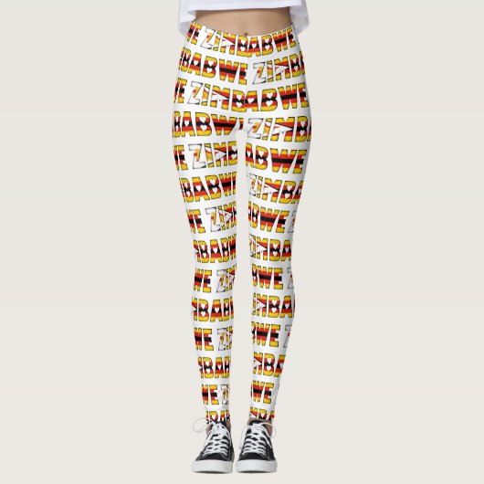 Zimbabwaanse vlag kleurt typografie Schattige Leggings (Voorkant)