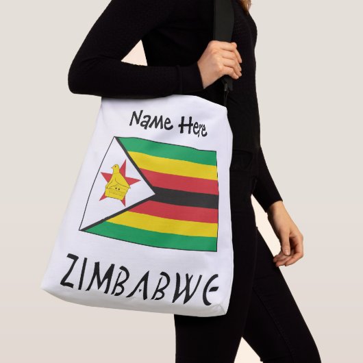 Zimbabwaanse vlag met Jouw naam Crossb Crossbody Tas (Dichtbij)