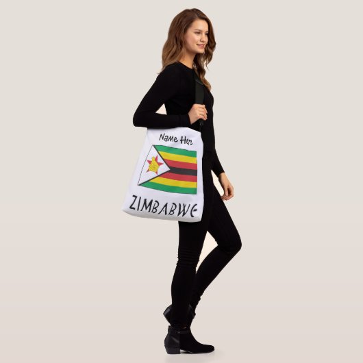 Zimbabwaanse vlag met Jouw naam Crossb Crossbody Tas (Op model)
