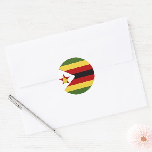 Zimbabwaanse vlag ronde sticker (Envelop)