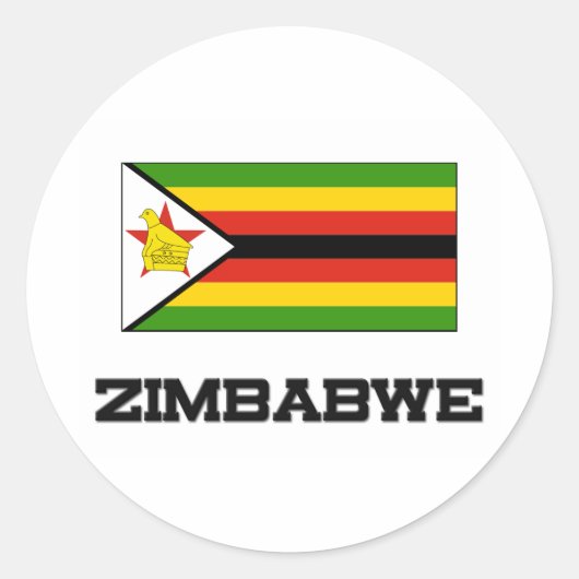 Zimbabwaanse vlag ronde sticker (Voorkant)