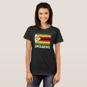 Zimbabwaanse Vlag Steun Zimbabwaanse Mensen Vrou T-shirt (Voorkant volledig)