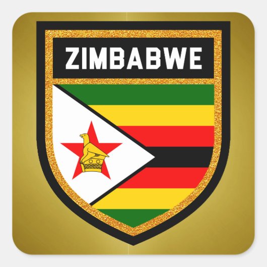 Zimbabwaanse vlag vierkante sticker (Voorkant)