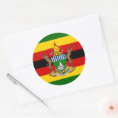 Zimbabwaanse vlag & wapen, vlag van Zimbabwe Ronde Sticker (Envelop)