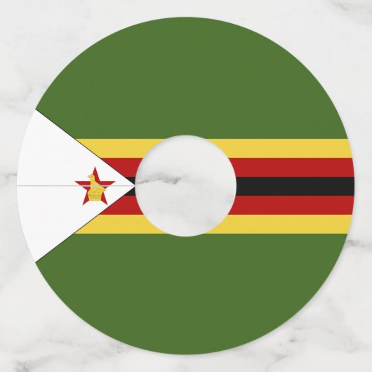 Zimbabwaanse vlag wijnglaslabel (Achterkant)