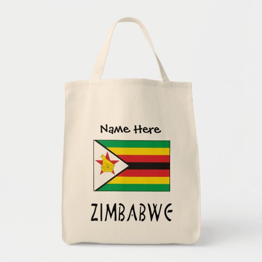 Zimbabwaanse vlag zwarte personalisatie tote bag (Voorkant)