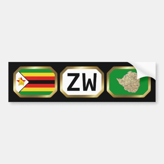 Zimbabwaanse vlaggenkaartcode Bumpersticker (Voorkant)