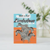 Zimbabwaanse zebra vintage reisposter briefkaart (Staand voorkant)
