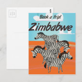 Zimbabwaanse zebra vintage reisposter briefkaart (Voorkant / Achterkant)