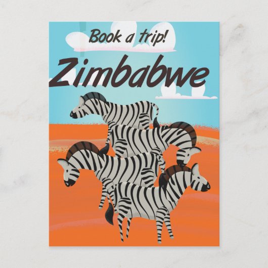 Zimbabwaanse zebra vintage reisposter briefkaart (Voorkant)