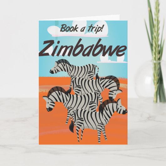 Zimbabwaanse zebra vintage reisposter feestdagen kaart (Voorkant)
