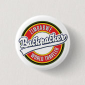 Zimbabwe backpacker world traveler logo. ronde button 3,2 cm (Voorkant)