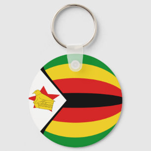 Zimbabwe Fisheye Flag Sleutelhanger