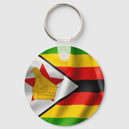 Zimbabwe Flag Basic Button Key Ring Sleutelhanger (Voorkant)