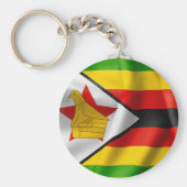 Zimbabwe Flag Basic Button Key Ring Sleutelhanger (Voorkant)