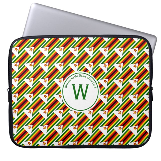 ZIMBABWE FLAG Custom Monogram Zimbabwaanse laptop Laptop Sleeve (Voorkant)