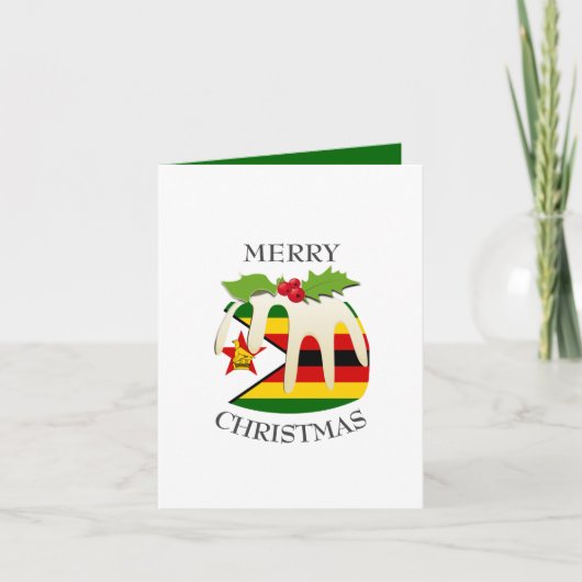 ZIMBABWE FLAG | Festive Plum Pudding | Kerstmis Feestdagen Kaart (Voorkant)