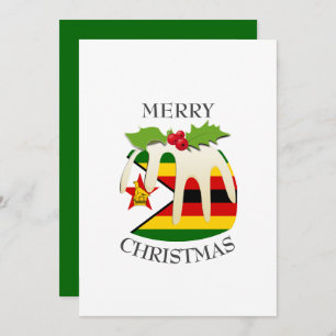 ZIMBABWE FLAG   Festive Plum Pudding   Kerstmis Feestdagenkaart