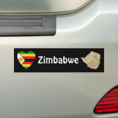 Zimbabwe Flag Heart + Map Bumpersticker (Op auto)