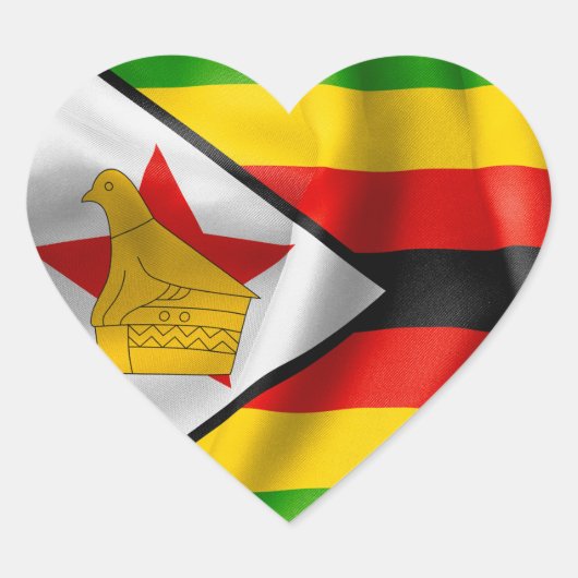Zimbabwe Flag Heart Shaped Sticker (Voorkant)