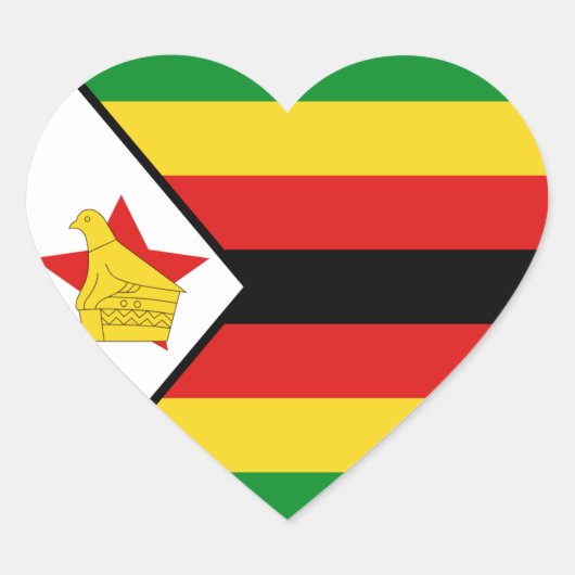 Zimbabwe Flag Heart Sticker (Voorkant)