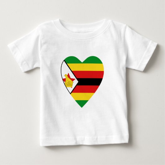 Zimbabwe Flag Heart T-Shirt (Voorkant)
