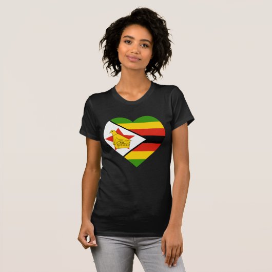 Zimbabwe Flag Heart T-shirt (Voorkant volledig)