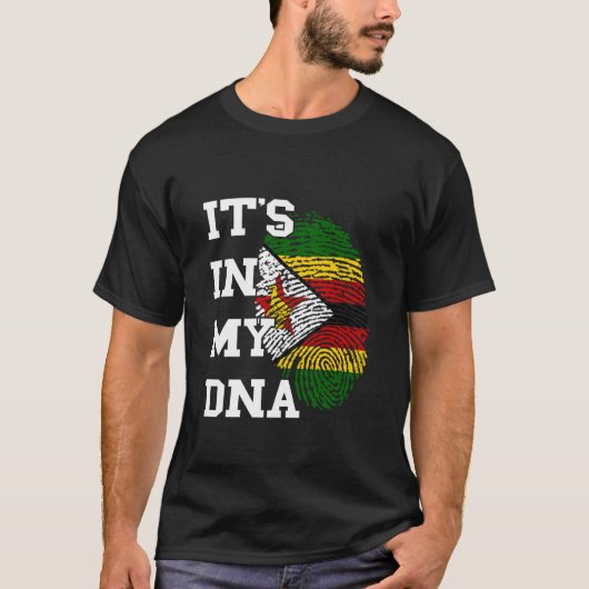 Zimbabwe Flag It's In My DNA Thumbmark Zimbabwean  T-shirt (Voorkant)
