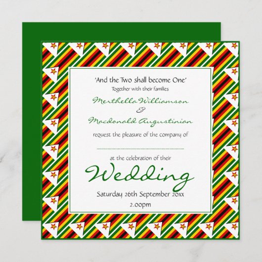 ZIMBABWE FLAG Personalized Wedding Celebration Kaart (Voorkant / Achterkant)