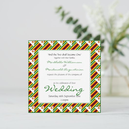 ZIMBABWE FLAG Personalized Wedding Celebration Kaart (Staand voorkant)