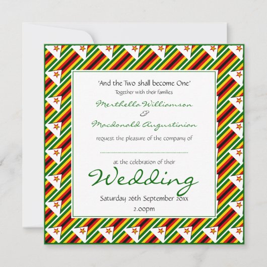 ZIMBABWE FLAG Personalized Wedding Celebration Kaart (Voorkant)
