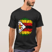 Zimbabwe Flag Sunflower Zimbabwean Roots Zimbabwea T-shirt (Voorkant)