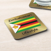 Zimbabwe Flag+Text Onderzetter (Linkerzijde)