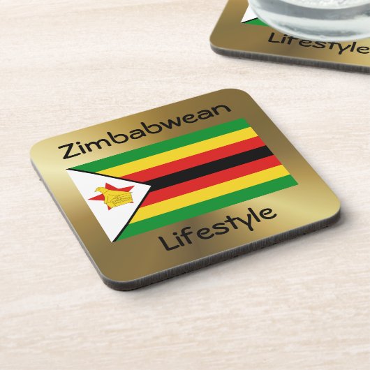 Zimbabwe Flag+Text Onderzetter (Linkerzijde)