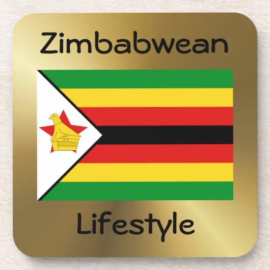 Zimbabwe Flag+Text Onderzetter (Voorkant)