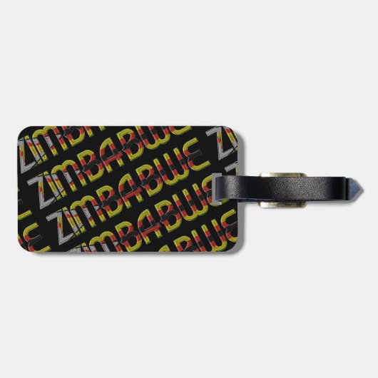 Zimbabwe Flag Typografie Patroon Afrikaans land Bagagelabel (Achterkant horizontaal)