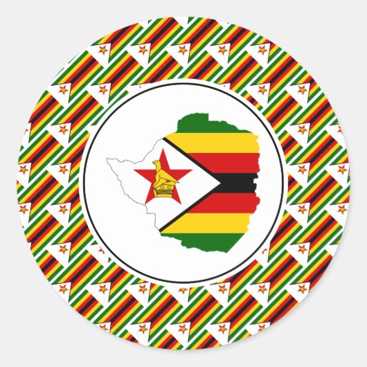 ZIMBABWE FLAG Zimbabwaanse kaart Stijlvol Patriott Ronde Sticker (Voorkant)