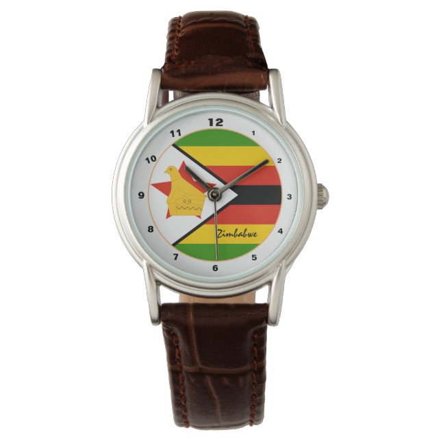 Zimbabwe Flag & Zimbabwe trendy mode / design Horloge (Voorkant)