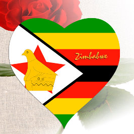 Zimbabwe Hartsticker, Patriotische Zimbabwe Vlag Hart Sticker