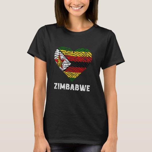 Zimbabwe Heart  Zimbabwaanse roots Zimbabwaanse T-shirt (Voorkant)