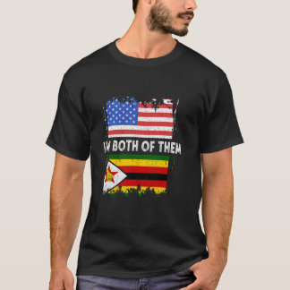 Zimbabwe Ik ben allebei USA Amerika Zimbabwaanse V T-shirt