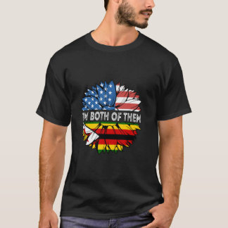 Zimbabwe Ik ben beiden USA Zonnebloem Zimbabwaan T-shirt