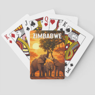 Zimbabwe Illustratie Reis Kunst Vintage Pokerkaarten