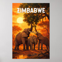 Zimbabwe Illustratie Reis Kunst Vintage