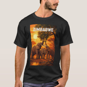 Zimbabwe Illustratie Reis Kunst Vintage T-shirt