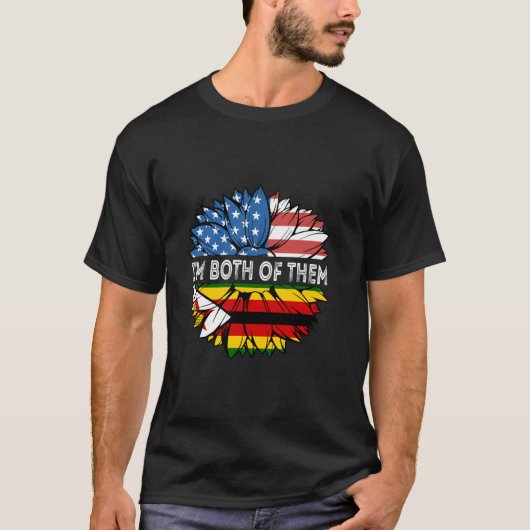 Zimbabwe I'm Both Of Them USA Sunflower Zimbabwean T-shirt (Voorkant)