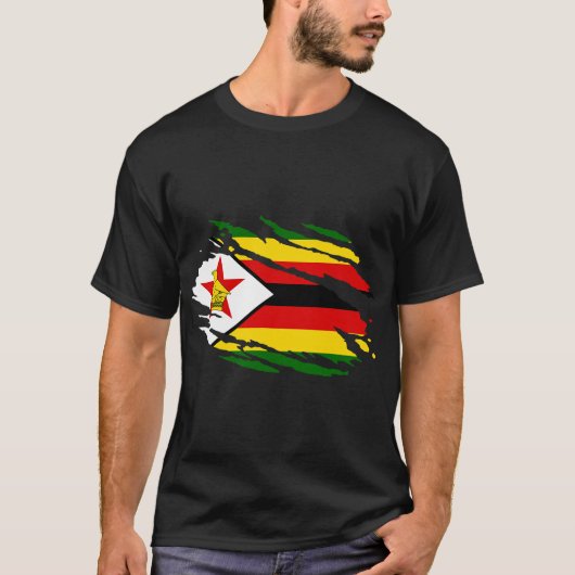 Zimbabwe in mijn DNA Zimbabwe vlag trots Zimbabwaa T-shirt (Voorkant)